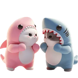 👊 kot, rekin, zwierzę, kostium, słodki, śmieszny, kawaii, kotek telegram sticker