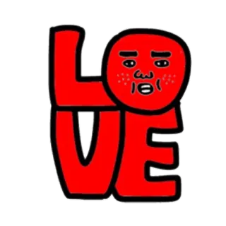 😊 LOVE 爱, 卡通, 角色, 脸, 红色 telegram sticker