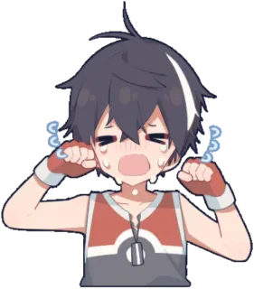 😫 Anime, Desenho animado, Chorando, Triste, Emocional, Menino, Lágrimas telegram sticker