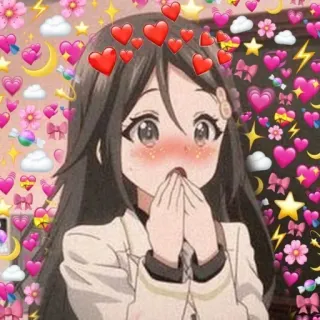❤️ Аниме, Сердечки, Каваи, Милый, Девушка, Краснеющая telegram sticker