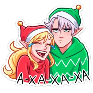 😂 A-XA-XA-XA kerst, elfen, cartoon, gelach, feestdagen, feestelijk telegram sticker