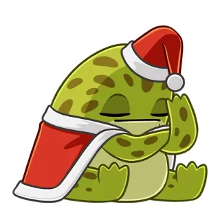 🤦‍♀️ лягушка, рождество, шапка Санты, милый, праздничный, праздник whatsapp sticker