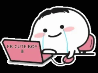 😂 FB:CUTE BOY carino, ragazzo, computer, cartone animato, adesivo telegram sticker