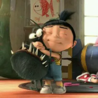 🤍 Agnes Despicable Me cartoon, girl, hugging, cute, animation telegram sticker