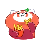 ๐คค Panda, Panda rosso, Mangiare, Patatine fritte, Cibo, Cartone animato, Carino, Snack telegram sticker