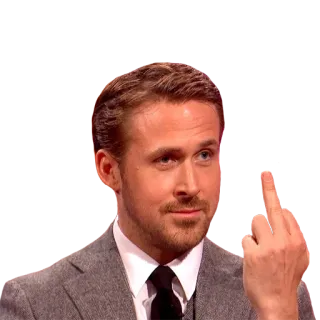 🖕 Ryan Gosling acteur, middelvinger, aanstootgevend, beroemdheid, film, meme whatsapp sticker
