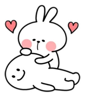 😍 conejo, conejito, amor, lindo, dibujo animado, corazón, cariño, amistad whatsapp sticker