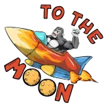 🌕 TO THE MOON Mond, Rakete, Affe, Meme, Stonks, Finanzen, Investment telegram sticker
