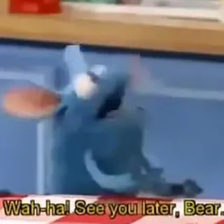 👋 Bear Bear in the Big Blue House Wah-ha! See you later, Bear. burattino, topo, amichevole, saluto, animale telegram sticker