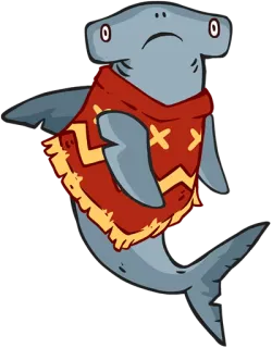 😟 hammerhead shark, shark, animal, cute, cartoon, poncho telegram sticker