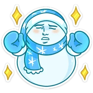 ☺️ Muñeco de nieve, Invierno, Nieve, Frío, Brillo, Lindo, Dibujos animados telegram sticker