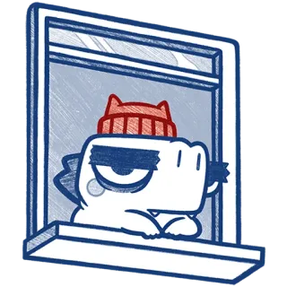 😒 dinosaur, window, cute, hat, cartoon, character, sticker telegram sticker