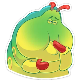 🤢 caterpillar, sad, cartoon, insect, green, cute, bug whatsapp sticker