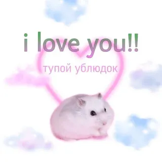 🍄 i love you!! тупой ублюдок hamster, love, heart, clouds telegram sticker