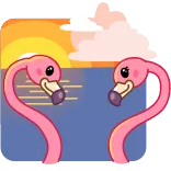 🌅 Flamingo, Pássaros, Rosa, Água, Pôr do sol, Tropical, Praia telegram sticker