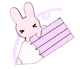😣 coelho, lápis, fofo, kawaii, pastel, desenho, adesivo telegram sticker