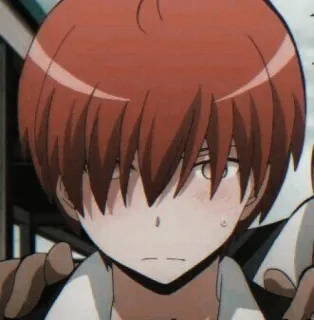 😊 Karma Akabane Assassination Classroom аниме, парень, школьная форма, рыжие волосы, серьезный telegram sticker