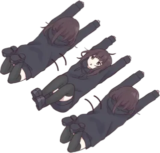 🙃 Аниме, Девушка, Толстовка, Милый, Иллюстрация telegram sticker