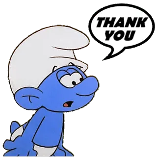 👍 Smurf THANK YOU puffo, grazie, cartone animato, carino, blu telegram sticker