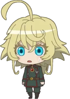 😥 Tanya Degurechaff Saga of Tanya the Evil Anime, Chibi, Militar, Tanya Degurechaff, Saga de Tanya la Malvada, Isekai, Soldado telegram sticker