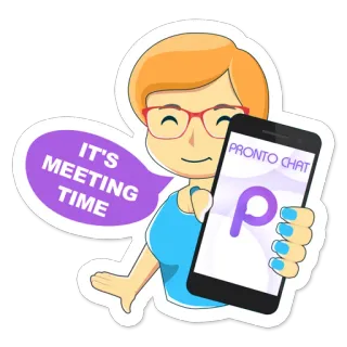 🗣 IT'S MEETING TIME Réunion, Femme, Téléphone, Chat, Dessin animé whatsapp sticker