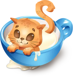 🐱 kat, kitten, kopje, melk, schattig, dier, cartoon telegram sticker