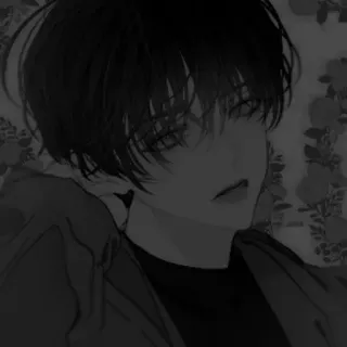 🖤 anime, boy, sad, dark, monochrome, aesthetic, illustration whatsapp sticker