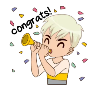 🎉 feest, party, confetti, trompet, vreugde, cartoon, feestelijk whatsapp sticker