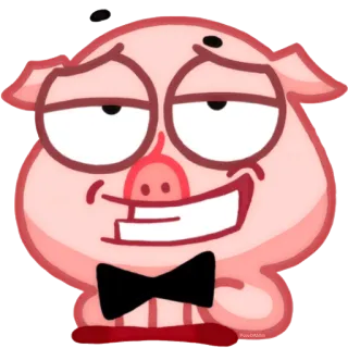 😏 babi, dasi kupu-kupu, kartun, hewan, imut telegram sticker