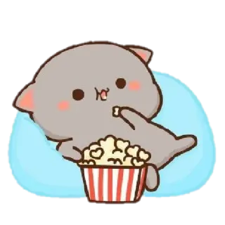 🐼 кот, мультфильм, попкорн, милый, закуска telegram sticker