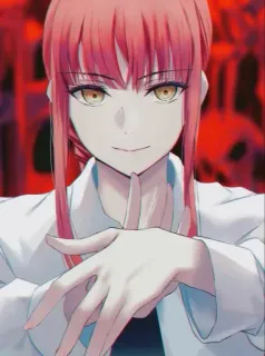 🙂 Makima Chainsaw Man anime, manga, character, red hair, Makima, Chainsaw Man telegram sticker