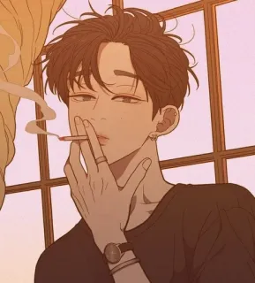 🚬 Anime, Zigarette, Rauchen, Mann, Charakter, Illustration whatsapp sticker