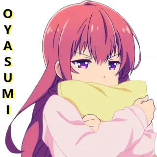 😴 OYASUMI anime, ragazza, assonnata, cuscino, cartone animato, carino telegram sticker