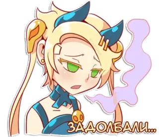 😑 ЗАДОЛБАЛИ... dziewczyna anime, zirytowana/y, kreskówka, wyraz twarzy, naklejka telegram sticker