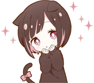 😮 アニメ 女の子, 猫耳, 可愛い, キラキラ, アニメ, かわいい telegram sticker
