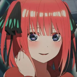 🌿 Nino Nakano The Quintessential Quintuplets Anime, Fofo, Garota, Cabelo Ruivo, Sorrindo whatsapp sticker
