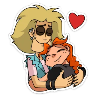 🥰 만화, 사랑, 하트, 포옹, 우정, 애정 telegram sticker