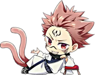 😏 Ryomen Sukuna Jujutsu Kaisen anime, manga, jujutsu kaisen, sukuna, Fluchgeist, chibi telegram sticker