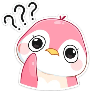❓ ??? question marks, pink, bird, confusion, cute, penguin, question telegram sticker