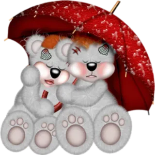 ☔️ плюшевый мишка, зонт, грустный, любовь, милый, мультфильм telegram sticker