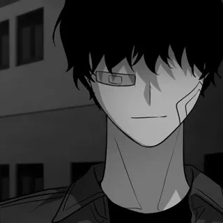 🍁 Anime, Manga, Personaggio, Uomo, Bianco e nero telegram sticker