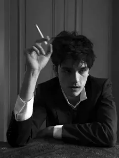 🙂 cigarette, smoking, man, portrait, monochrome, suit, black and white telegram sticker