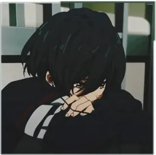 😞 アニメ, 悲しい, エモい, 少年, キャラクター telegram sticker