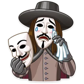 😢 V V for Vendetta V for Vendetta, Guy Fawkes, mask, anonymous, tear, crying, sad telegram sticker