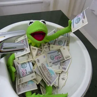 💵 Kermit 科米, 钱, 青蛙, 财富, 木偶, 搞笑 telegram sticker