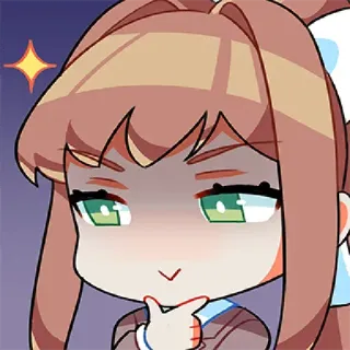 😏 Monika Doki Doki Literature Club! Anime, Chica, Pensando, Lindo, Videojuego whatsapp sticker