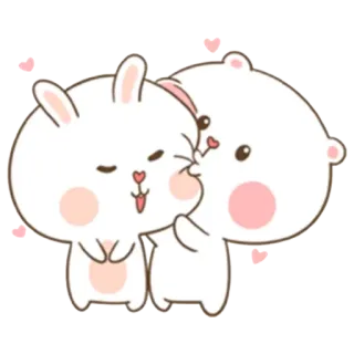 😘 Desenho animado, Fofo, Beijando, Amor, Animais, Coelho, Urso whatsapp sticker