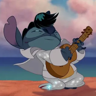 ❣️ Stitch Lilo & Stitch Obcy, Gitara, Muzyka, Elvis, Kreskówka telegram sticker