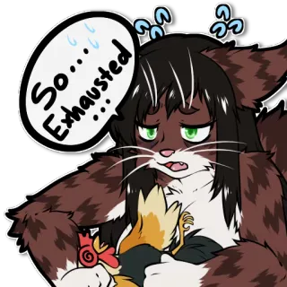 😞 So.... Exhausted exhausted, cat, chicken, tired, cute telegram sticker