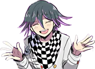 👐 Kokichi Oma Danganronpa V3: Killing Harmony 애니메이션, 캐릭터, 웃는, 단간론파, 행복한, 귀여운 telegram sticker